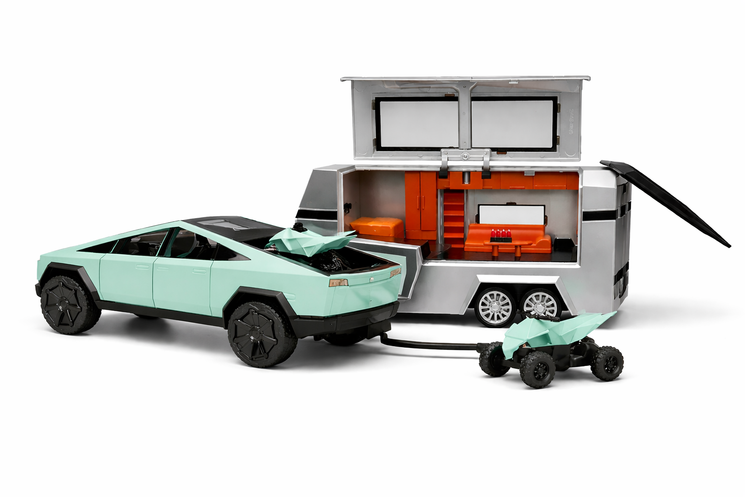 Tesla Cybertruck Pickup & Detachable Camper – High-Detail Metal Series 1:32