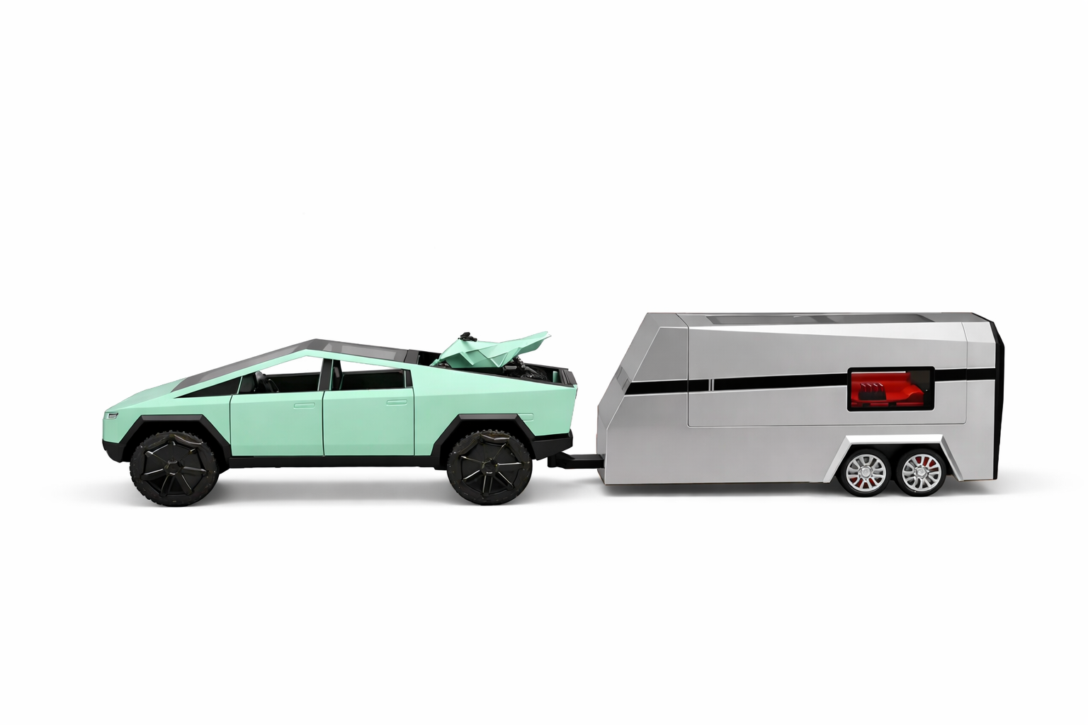 Tesla Cybertruck Pickup & Detachable Camper – High-Detail Metal Series 1:32