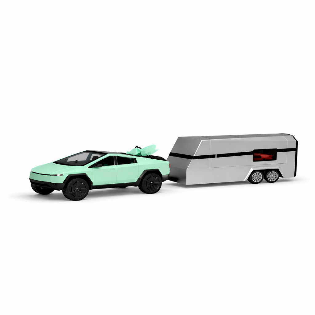Tesla Cybertruck Pickup & Detachable Camper – High-Detail Metal Series 1:32