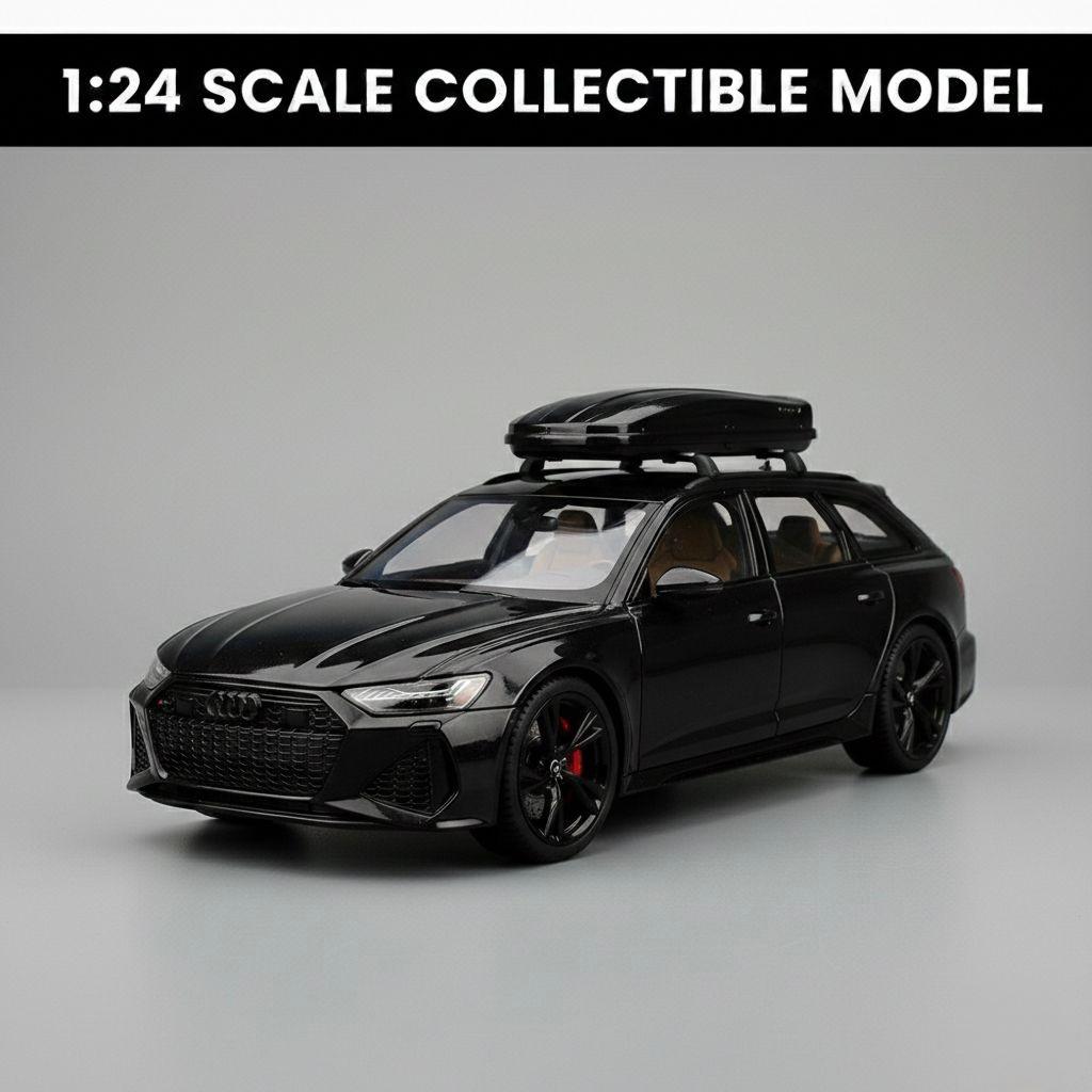 Audi RS6 High-Detail Metal Model with Black Cargo Carrier – 1:24 Scale