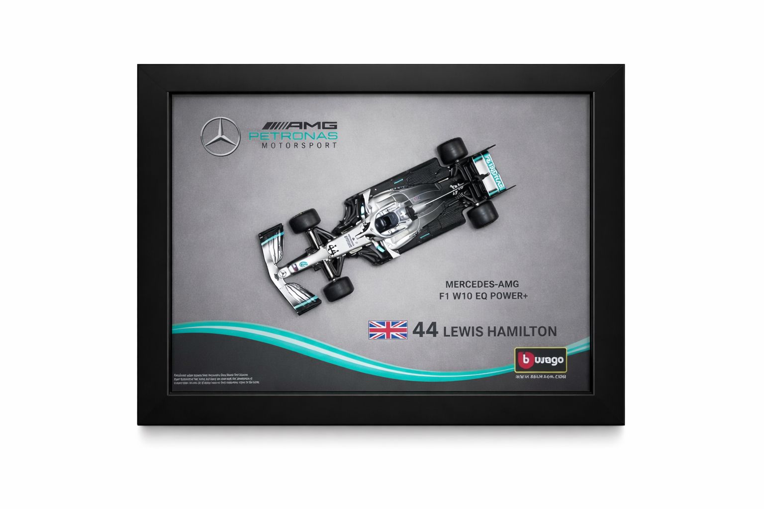 1:43 Scale Mercedes-AMG F1 3D Shadow Box Frame – Lewis Hamilton Edition Diecast Wall Display