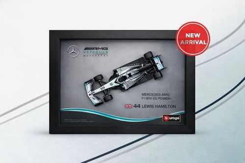 1:43 Scale Mercedes-AMG F1 3D Shadow Box Frame – Lewis Hamilton Edition Diecast Wall Display