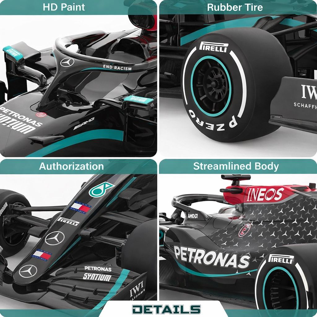 Rastar Authentic Mercedes-Benz Formula 1 W11 RC Car | 1:12 Scale Racing Model | 2.4GHz