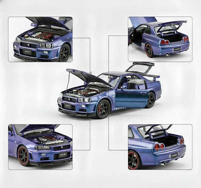 Nissan Skyline R34 Precision Metal Model – 1:32 Scale High-Detail Diecast