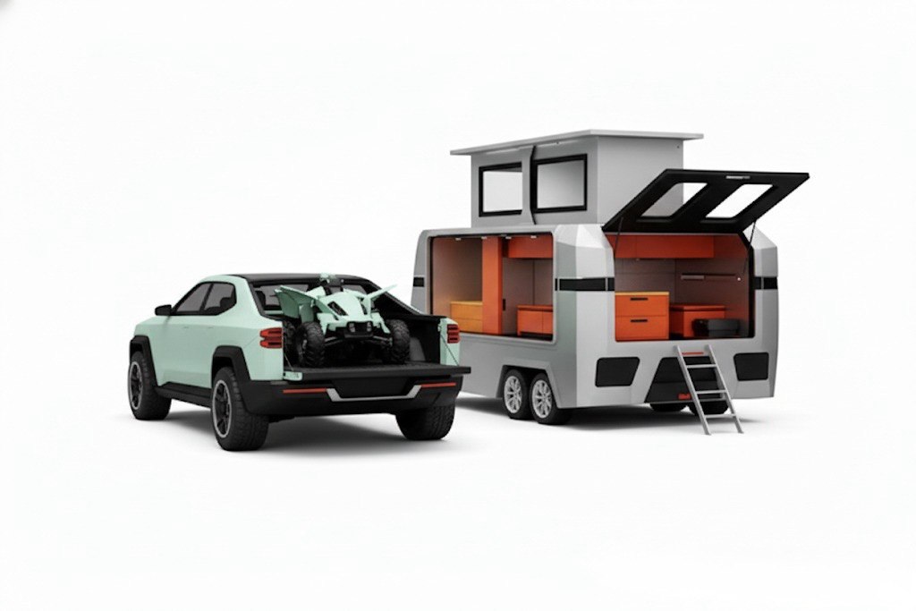 Tesla Cybertruck Pickup & Detachable Camper – High-Detail Metal Series 1:32