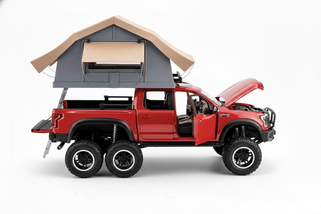 Toyota Tacoma Off-Road Edition with Rooftop Tent – 1:24 Scale Diecast