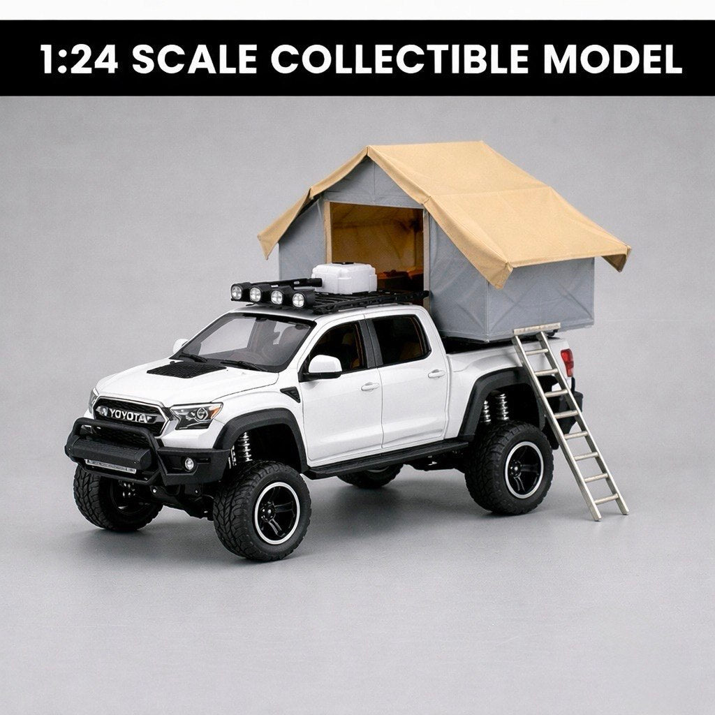 Toyota Tacoma Off-Road Edition with Rooftop Tent – 1:24 Scale Diecast