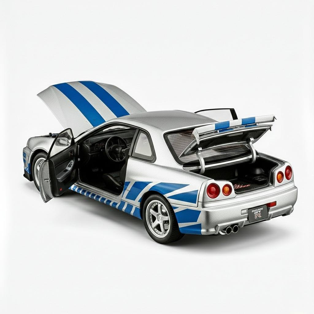 Nissan Skyline R34 Precision Metal Model – 1:24 Scale High-Detail Diecast