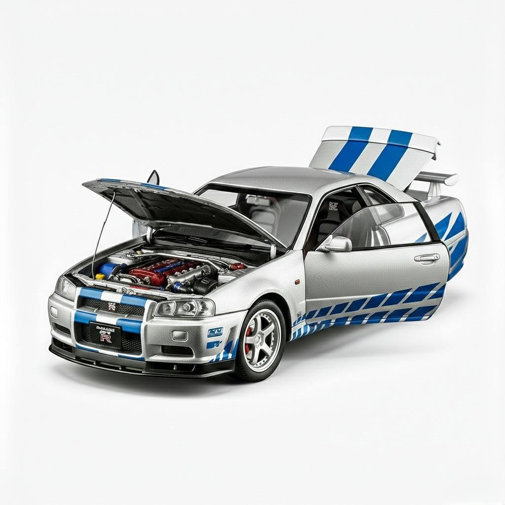 Nissan Skyline R34 Precision Metal Model – 1:24 Scale High-Detail Diecast