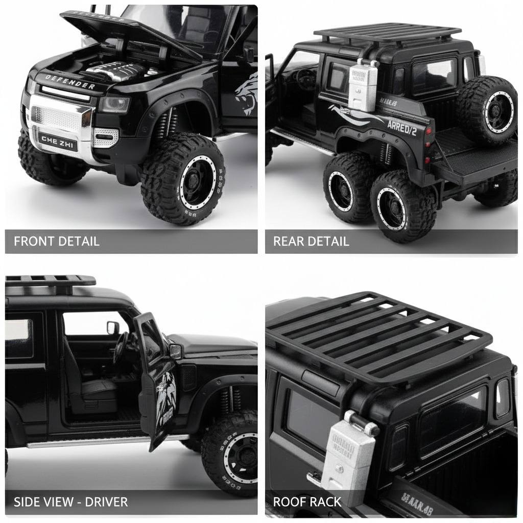 Land Rover Defender 6x6 Precision Metal Model – 1:24 Scale High-Detail Diecast