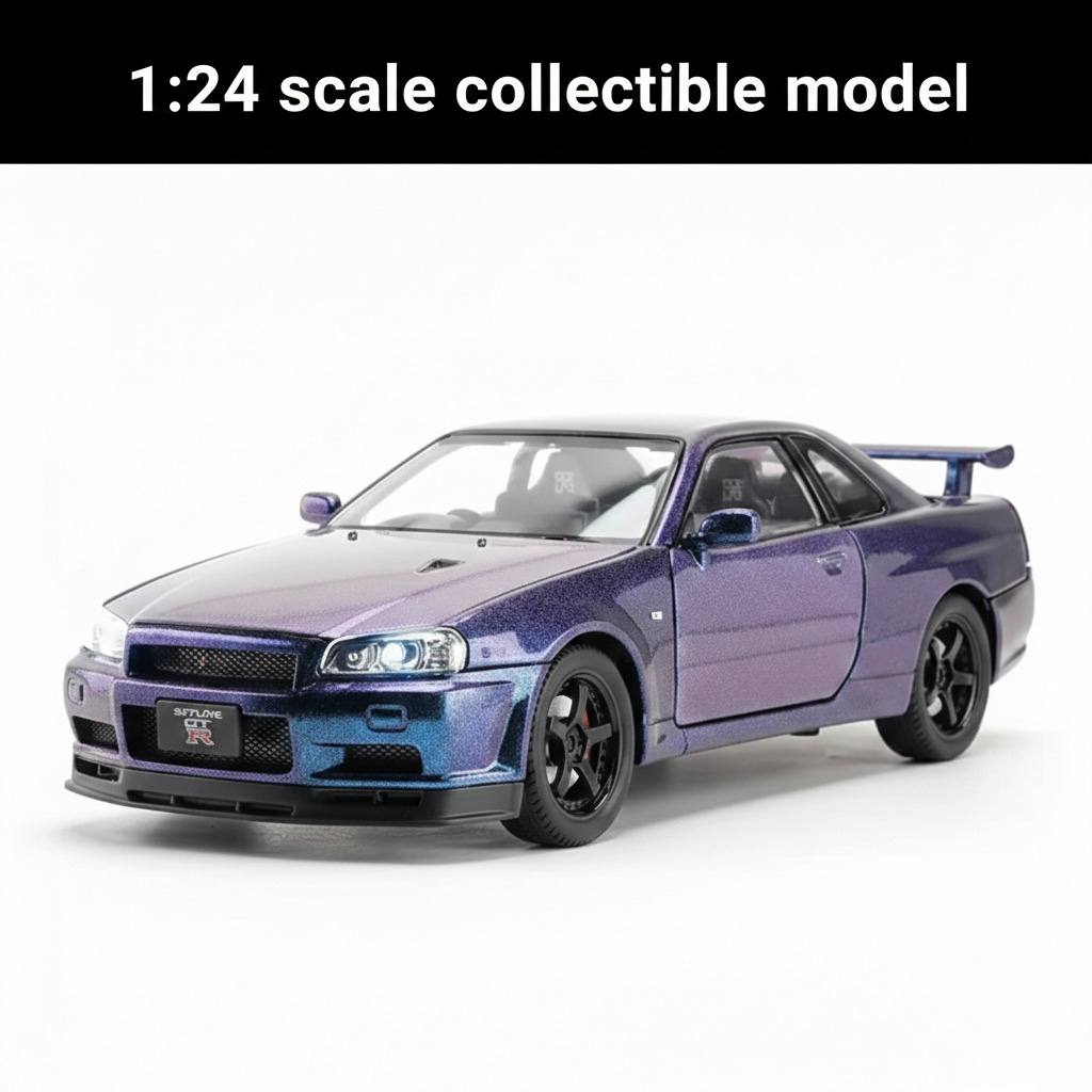 Nissan Skyline R34 Precision Metal Model – 1:24 Scale High-Detail Diecast
