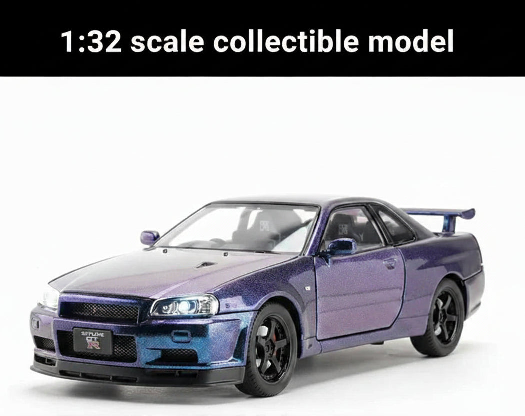 Nissan Skyline R34 Precision Metal Model – 1:32 Scale High-Detail Diecast